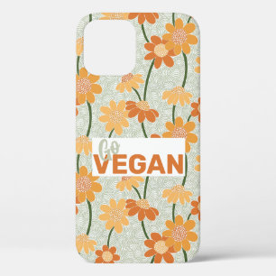 Funda Para iPhone 12 Pro ¡Vayan a la vegana! Flores retro de los años 70 ap