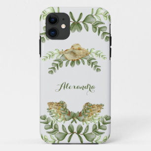 Funda Para iPhone 11 Vegetación conchas náuticas de conchas marinas iP 