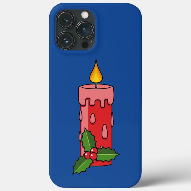 Funda De Case-Mate Para iPhone Velas del pilar rojo navidad con Holly (Reverso )