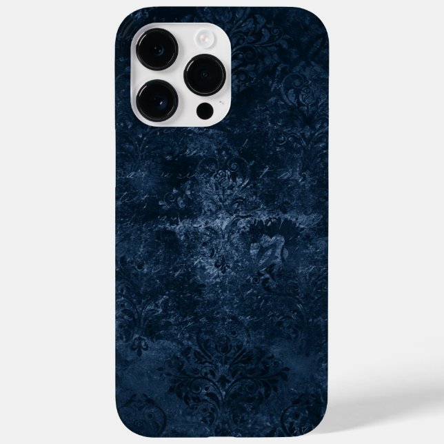 Funda De Case-Mate Para iPhone Velvety Navy Damask | Barroco azul oscuro (Reverso)