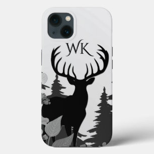 Funda Para iPhone 13 Venado con gran rack fuera del monograma forestal