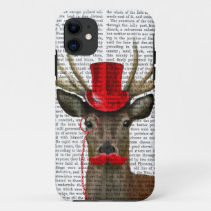 Funda Para iPhone 11 Venado con sombrero rojo y bigote