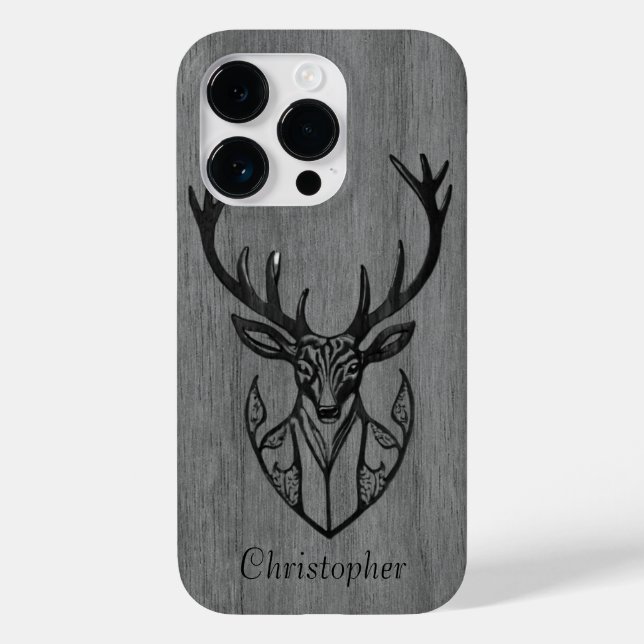 Funda De Case-Mate Para iPhone Venado - madera grabada - madera (Reverso )