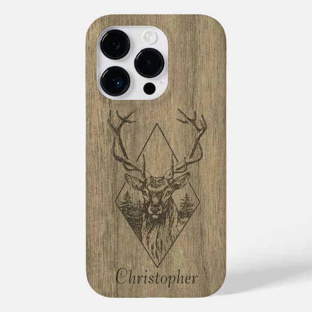 Funda De Case-Mate Para iPhone Venado - madera grabada - madera (Reverso )
