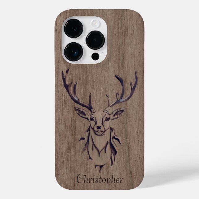 Funda De Case-Mate Para iPhone Venado - madera grabada - madera (Reverso )