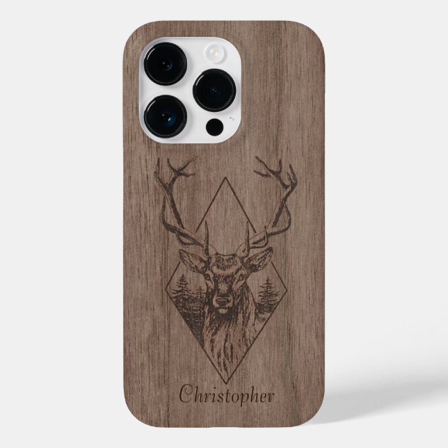 Funda De Case-Mate Para iPhone Venado - madera grabada - madera (Reverso )
