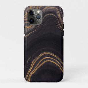 Funda Para iPhone 11 Pro Venas de cobre y oro en textura de mármol negro