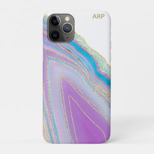 Funda Para iPhone 11 Pro *~* Venas Purpurinas de oro del Agate Arcoiris Pas