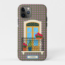 Funda Para iPhone 11 Pro Ventana de la casa de Lisboa con plantas y azulejo