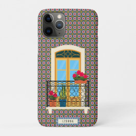 Funda Para iPhone 11 Pro Ventana de la casa de Lisboa con plantas y azulejo