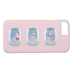 Funda Para iPhone 8/7 Ventanas de avión anteriores de vuelo de cerdos