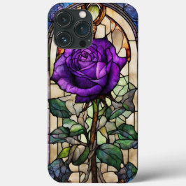 Funda Para iPhone 13 Pro Max Ventanilla gótica de vidrio manchado de un Rosa mo