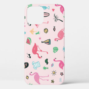 Funda Para iPhone 12 Verano Flamingo: Vibrante patrón de aves