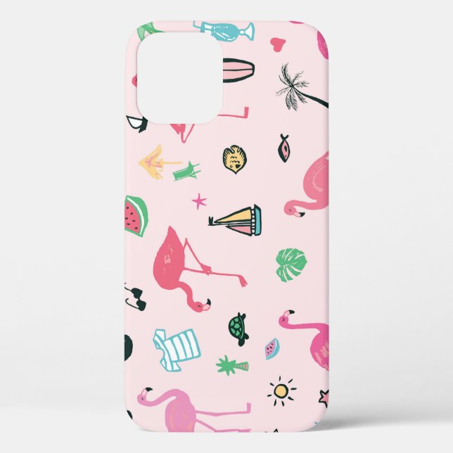 Funda De Case-Mate Para iPhone Verano Flamingo: Vibrante patrón de aves (Reverso )