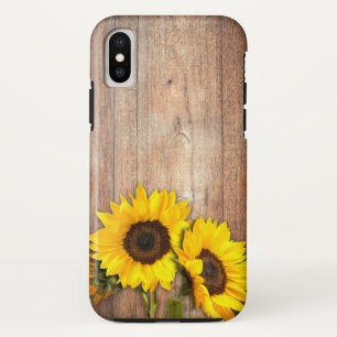 Funda Para iPhone X Verano Rústico de Madera Girasol