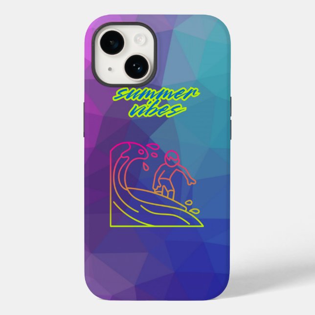 Funda De Case-Mate Para iPhone Verano vibes niño surfeando. (Reverso )