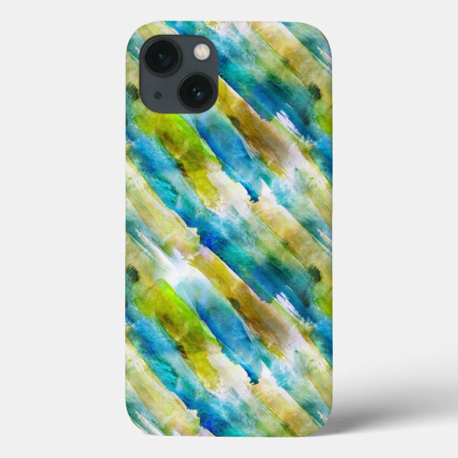 Funda De Case-Mate Para iPhone Verde abstracto de acuarela, azul (Reverso)