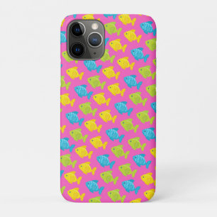 Funda Para iPhone 11 Pro Verde Amarillo Azul Peces Animales Mar Verano Rosa