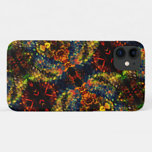 Funda Para iPhone 11 Verde Amarillo Rojo sobre papel rojo oscuro, con f