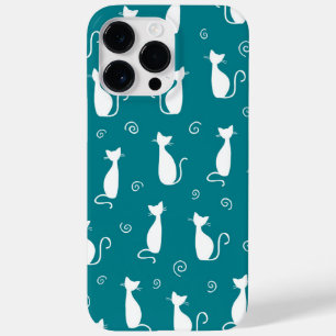 FUNDA PARA iPhone 14 PRO MAX DE Case-Mate VERDE AZULADO CON PATRÓN CAT SITUADO EN BLANCO