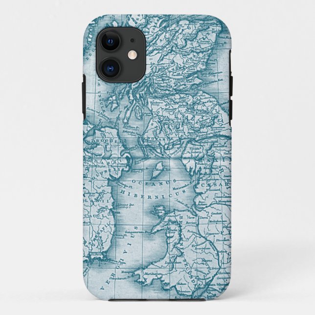 Funda De Case-Mate Para iPhone Verde azulado Mapa de Antigüedades del Mundo Antig (Reverso)