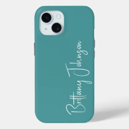 Funda Para iPhone 15 Verde azulado monogramado