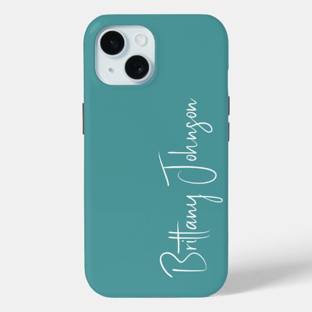 Funda De Case-Mate Para iPhone Verde azulado monogramado (Reverso )