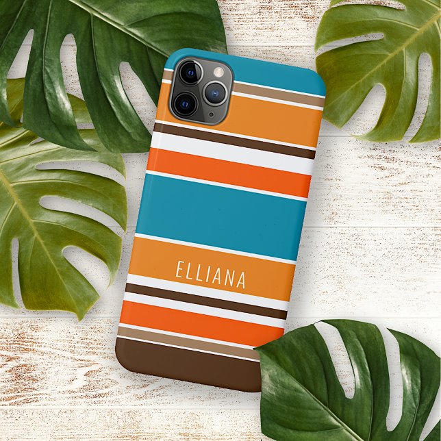 Funda De Case-Mate Para iPhone Verde azulado Naranja de verano azul Ochre franjas (Subido por el creador)