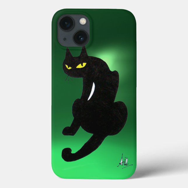 Funda De Case-Mate Para iPhone verde CAT NEGRO (Reverso)