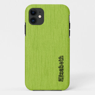 Funda Para iPhone 11 Verde claro con monograma de grano de madera