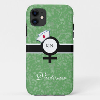 Funda Para iPhone 11 Verde claro+Rótulo femenino+Casquillo/nombre de la