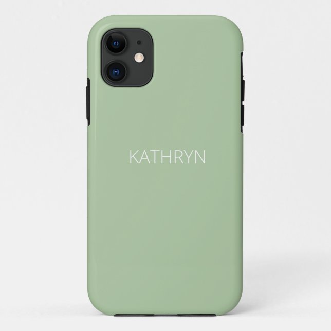 Funda De Case-Mate Para iPhone verde de sabio sólido (Reverso)