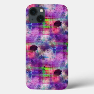 Funda Para iPhone 13 Verde del diseño, acuarela púrpura de la textura