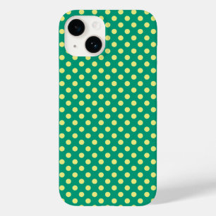 Funda Para iPhone 14 De Case-Mate Verde esmeralda con puntos de polka amarillo de Sa