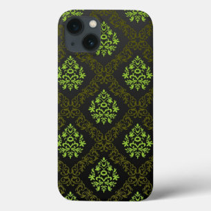 Funda Para iPhone 13 Verde floral del papel pintado