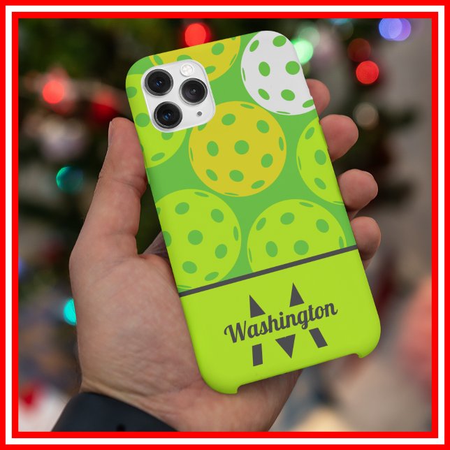 Funda De Case-Mate Para iPhone Verde Fresco Moderno Monogramado (Green Cool Modern Monogrammed Case-Mate iPhone Case)