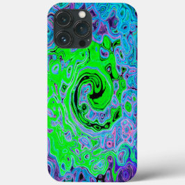 Funda Para iPhone 13 Pro Max Verde Lima Groovy Abstracto Retro Torbellino Líqui