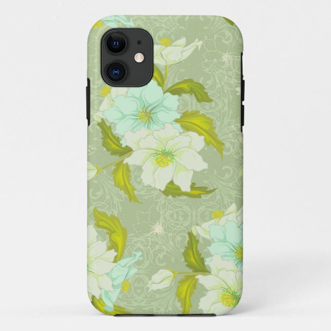 Funda De Case-Mate Para iPhone Verde menta floral (Reverso)