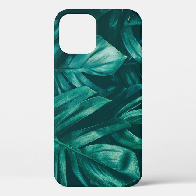 Funda De Case-Mate Para iPhone Verde oscuro, follaje de la selva tropical. (Reverso )