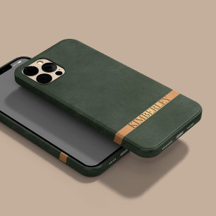 Funda Para iPhone 13 Verde oscuro moderno elegante nombre personalizado