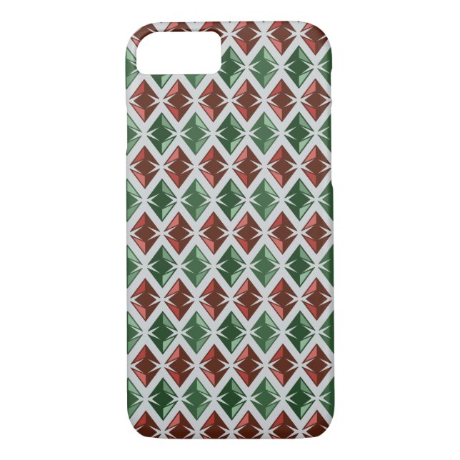 Funda De Case-Mate Para iPhone Verde rojo geométrico de los DIAMANTES (Reverso)