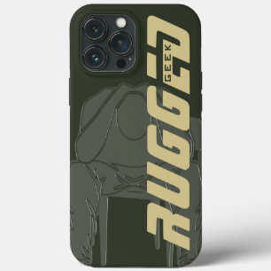 Funda Para iPhone 13 Pro Max verde Rugged Geek Man Holding Head   Hombre pensan