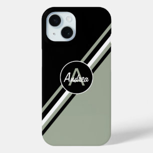 Funda Para iPhone 15 Verde sabio , Negro y blanco personalizado