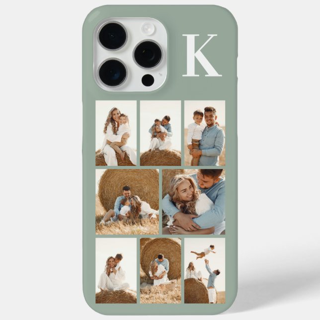 Funda De Case-Mate Para iPhone Verde Salvia Moderno 8 Fotos (Reverso )