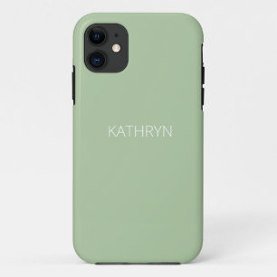 Funda Para iPhone 11 verde salvia sólido natural