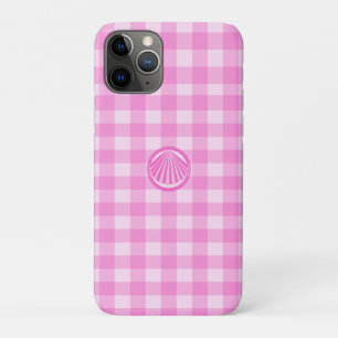 Funda Para iPhone 11 Pro Verificadores rosados con concha marina-