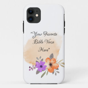 Funda Para iPhone 11 Verso de la Biblia personalizado sobre fondo y flo