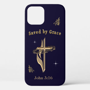 Funda Para iPhone 12 Verso de la Biblia salvado por Grace