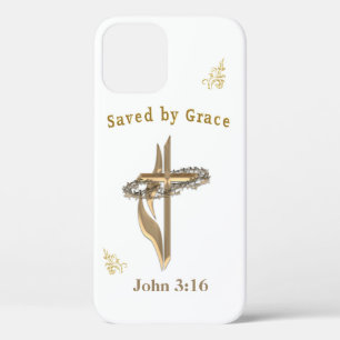 Funda Para iPhone 12 Verso de la Biblia salvado por Grace
