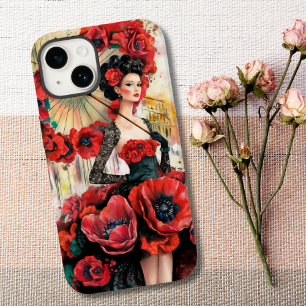 Funda Para iPhone 14 De Case-Mate Vestido floral de mujer elegante y moderna y amapo